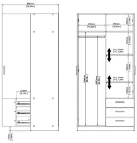 Șifonier în culoare naturală cu aspect de lemn de stejar 99x200 cm Sprint – Tvilum