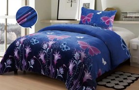 Lenjerie microfleece PINK BUTTERFLY albastru inchis Dimensiune lenjerie de pat: 70 x 90 cm | 140 x 200 cm