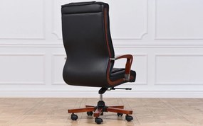 Scaun lemn masiv Toronto Model T3 Coniac - Piele Neagră
