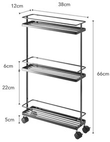 Etajeră pe roți neagră din metal 38x66 cm Tower – YAMAZAKI