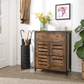 Dulăpior Vintage 2 Usi Si 2 Sertare, Maro Rustic, 80 Cm