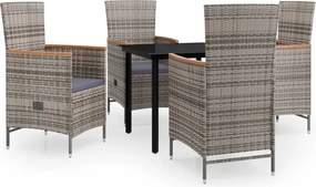vidaXL Set mobilier pentru grădină, cu perne, 5 piese, gri