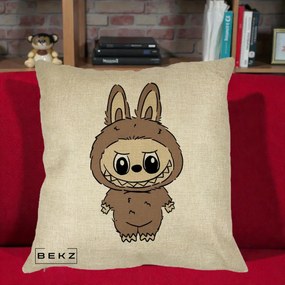 Perna Personalizata Labubu Maro Natural Solo, 40x40 cm, Crem, Husa Detasabila, Perna Inclusa, BEKZ®