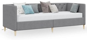 3080435 vidaXL Pat de zi cu saltea, gri deschis, 90x200 cm, textil, USB