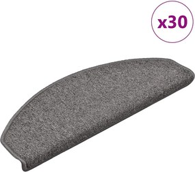 vidaXL Covorașe pentru scări, 30 buc., 65x24x4 cm, gri închis, semirotunde, mari