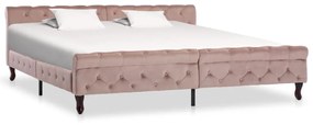Cadru de pat, roz, 200 x 200 cm, catifea Roz, 200 x 200 cm