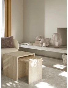 Cutii de depozitare bej 2 buc. din piele artificială cu capac, decorative 40x30x11 cm Sahla – Blomus