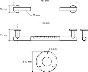 Mâner de siguranță pentru baie de montat pe perete din oțel inoxidabil 45,5 cm – Sapho