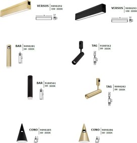 Accesoriu, Corp de iluminat pentru sistemul magnetic PUZZLE si GRAMMI, Minimal alama satinata