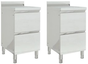 vidaXL Dulapuri de bucătărie comerciale cu 2 sertare, 2 buc., 50x60x96 cm