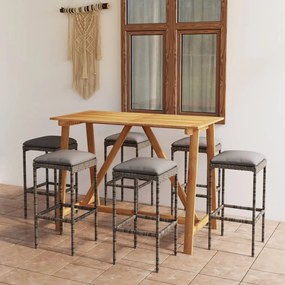 3067967 vidaXL Set mobilier de bar de grădină cu perne , 7 piese , gri