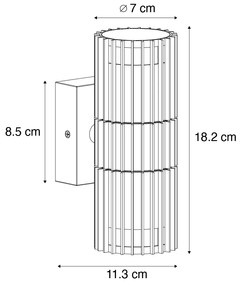 Aplică de perete exterioară de design neagră cu 2 lumini IP44 - Boris
