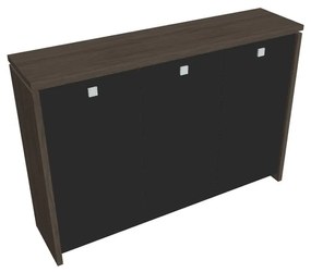 Dulap mediu pentru haine Verno 188 x 46 x 130 cm, uși de sticlă, stejar antracit / negru