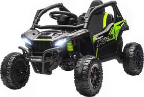 AIYAPLAY ATV Electric pentru Copii 3-5 Ani 12V cu Licență KAWASAKI, Dublu Motor, Telecomandă și Muzică, Negru | Aosom Romania