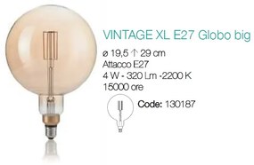 Bec de dimensiuni mari, cu filament LED VINTAGE XL E27 4W GLOBO BIG 130187