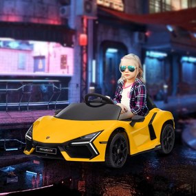 AIYAPLAY Mașină electrică 12V cu licență Lamborghini Revue vehicul electric telecomandă viteză 3-5 km/h 3-5 ani galben | Aosom Romania