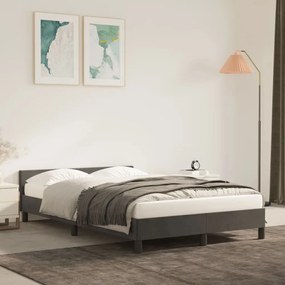 347562 vidaXL Cadru de pat cu tăblie, gri închis, 120x200 cm, catifea