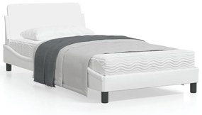 373139 vidaXL Cadru de pat cu tăblie, alb, 100x200 cm, piele ecologică