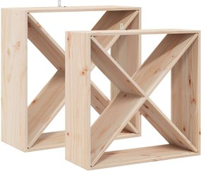 vidaXL Raft pentru vin 2 pcs natural 62 x 25 x 62 cm Lemn de pin masiv