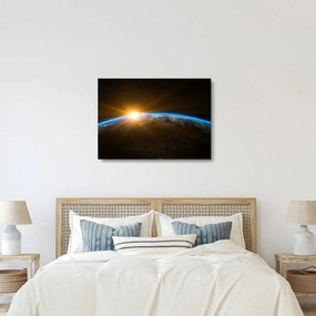 Tablou pe sticlă - Planeta Pământ și univers (70x50 cm)