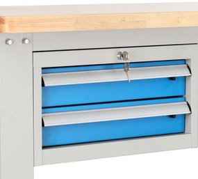 Masa atelier Stejar masiv-24, 180 cm, 2 cutii suspendate, stejar