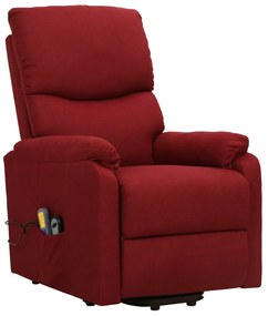 329752 vidaXL Fotoliu de masaj cu ridicare, roșu vin, material textil