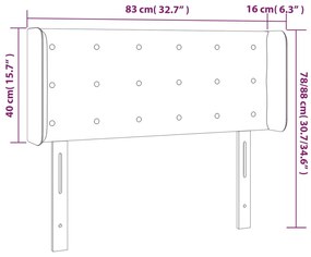 Tablie de pat cu LED, maro inchis, 83x16x78 88 cm, textil 1, Maro inchis, 83 x 16 x 78 88 cm