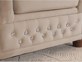 Colțar bej extensibil cu tapițerie din catifea (cu colț pe partea stângă/în formă de ”L”) York Blik – Ropez