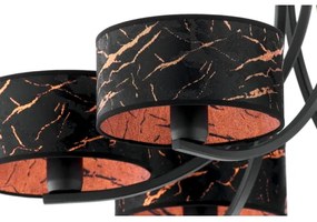 Jupiter 2108- Candelabru pe lanț ARTHUR 6xE27/15W/230V negru/portocaliu/decor marmură