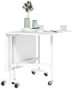 HOMCOM Masă de Dining Pliabilă pentru 4-6 Persoane cu Roți și Aripile Pliabile Masă Pliabilă pentru Bucătărie 120x80x73 cm Alb | Aosom Romania