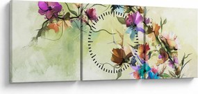 Tablou - Pictua cu flori (cu ceas) (90x30 cm)
