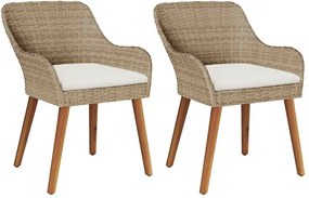 vidaXL Scaun pentru Grădină 2 pcs Bej 62.5 x 55 x 82 cm poliratan