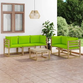 3065275 vidaXL Set mobilier de grădină cu perne verde aprins, 6 piese