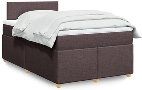 vidaXL Pat box spring cu saltea, maro închis, 120x200 cm, textil