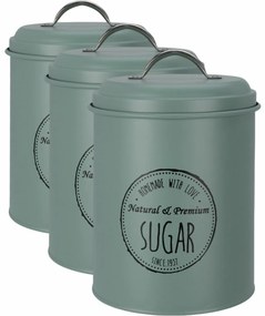 Set de cutii metalice Excellent Houseware pentrualimente 13,5 x 18 cm, 3 buc., verde, L