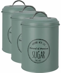 Set de cutii metalice Excellent Houseware pentrualimente 13,5 x 18 cm, 3 buc., verde, L