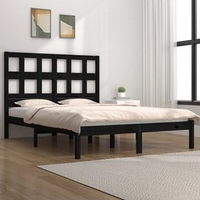 3104452 vidaXL Cadru de pat mic dublu, negru, 120x190 cm, lemn masiv de pin
