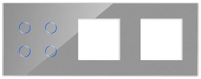 Panou Intrerupator Cvadruplu cu Touch si 2 Prize Simple Din Sticla LUXION