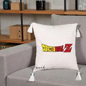 Perna Personalizata Dragon Ball Z Clasic, 40x40 cm, Bej cu Franjuri, Husa Detasabila, Perna Inclusa, BEKZ®