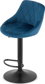 OFERTA Scaun de bar albastru VELVET KAST cu picior negru II. calitate