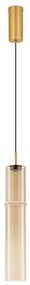 Pendul LED modern, Metal, Sticla, Cognac, SANO