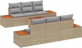 vidaXL Set de canapele pentru grădină cu pernă 7 pcs Bej Rattan poli