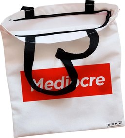 Sacosa de Panza pentru Cumparaturi, Geanta Tote, model Mediocre, Cu fermoar, 38x34.5 cm, Alba, BEKZ®