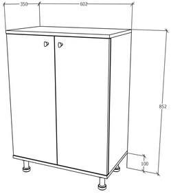 Corp Baie Zaria, 2 Usi, Alb lucios/Alb, MDF, L 60 x l 35 x H 85 cm