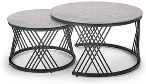 Set 2 mese de cafea Flamingo marmura gri/negru