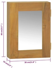 Dulap cu oglinda, 30x10x40 cm, lemn masiv de tec