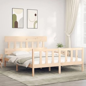 3193341 vidaXL Cadru de pat cu tăblie, king size, lemn masiv