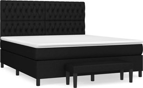 vidaXL Pat box spring cu saltea, negru, 180x200 cm, catifea