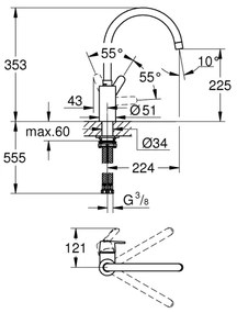 GROHE 31494001 - Baterie pentru chiuvetă GET, crom lucios