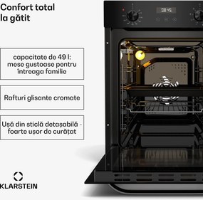 Klarstein Cuptor SmartSlim, Design subțire, 9 funcții, volum 49 l, curățare ușoară, EEK A